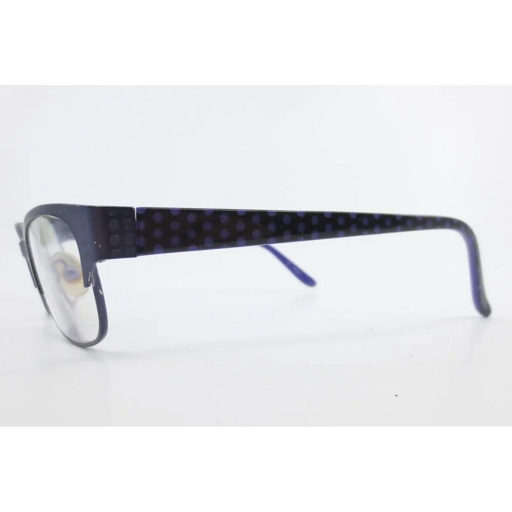 M. Equipment Detailed Purple Polka Dot Eyeglasses Frames 51-17-135 Cat Eye 37160
